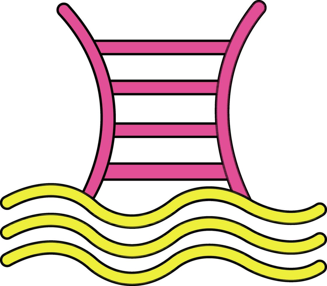 Pink and yellow pool ladder. vector