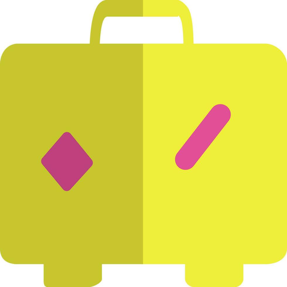 Yellow and pink luggage bag in flat style. vector