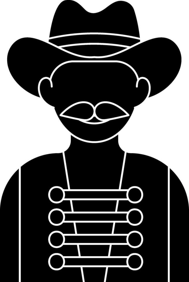 Cowboy Icon In Black and White Color. vector