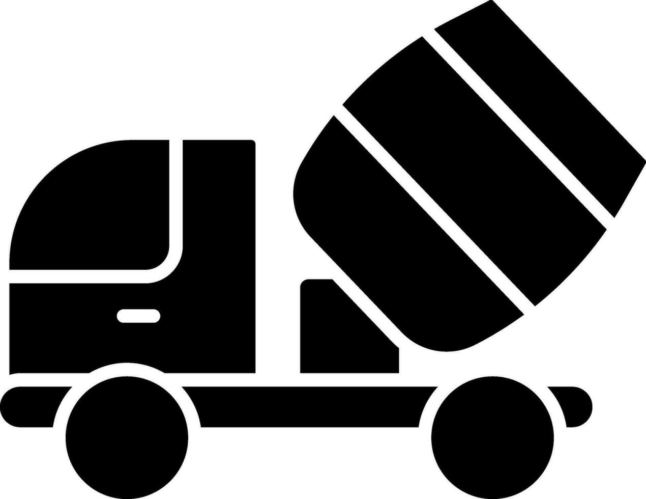 Concrete Mixer Truck Icon In Black and White Color. vector