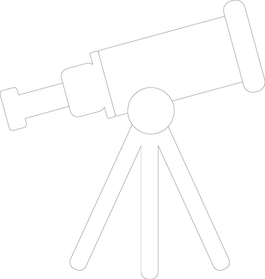 Black line art camera on tripod. vector