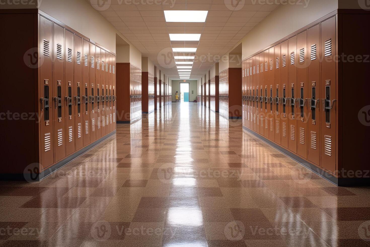 empty school hallways filled with lockers AI Generated photo