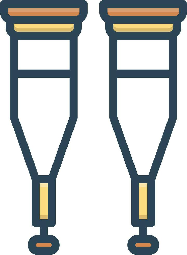 color icon for crutches vector