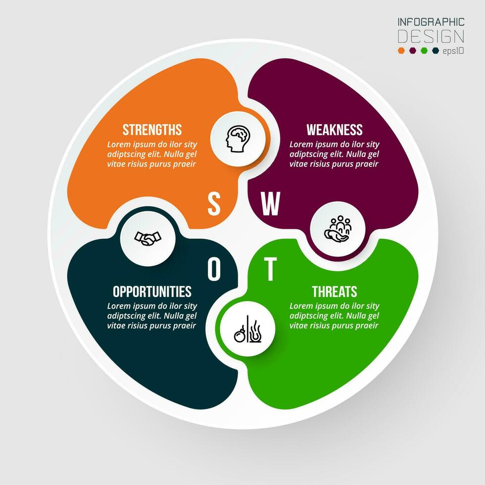 Business concept infographic template with swot analysis. vector