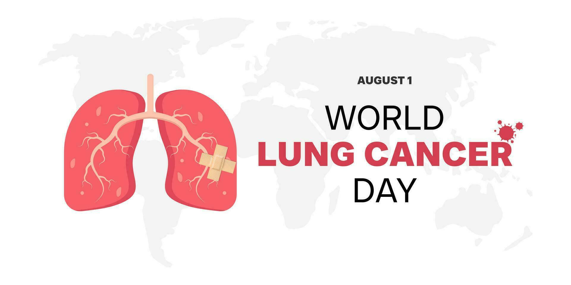 World Lung Cancer Day poster design, August 1. Lung symbol with plaster adhesive, Illustration about the importance of lung health and the dangers of lung cancer vector