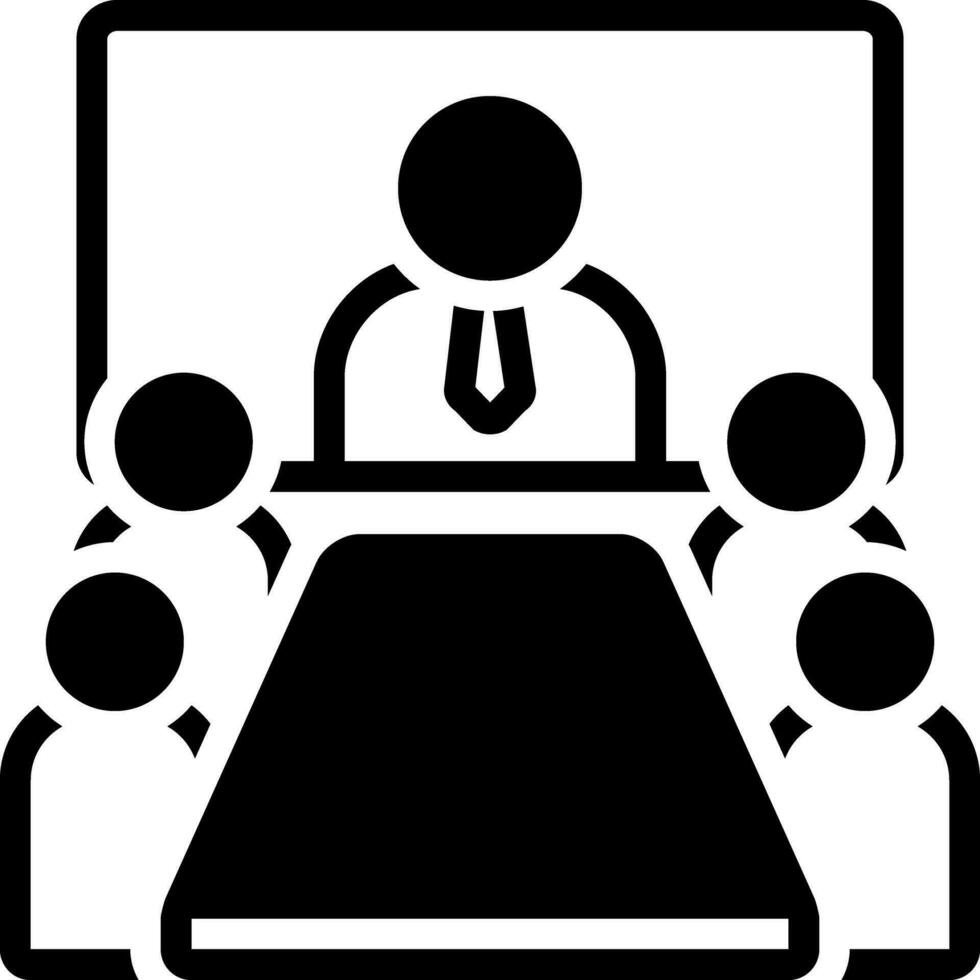 solid icon for online conference vector
