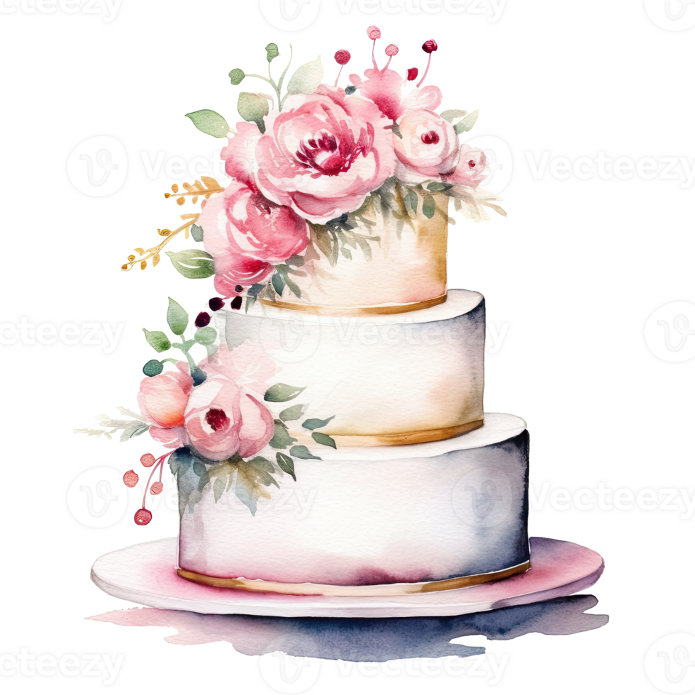 acuarela Boda pastel. ilustración ai generativo png