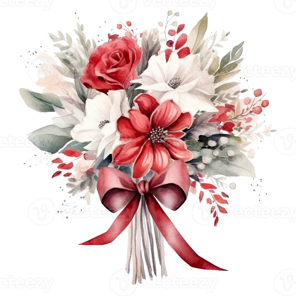 Cute watercolor wedding bouquet isolated. Illustration AI Generative png