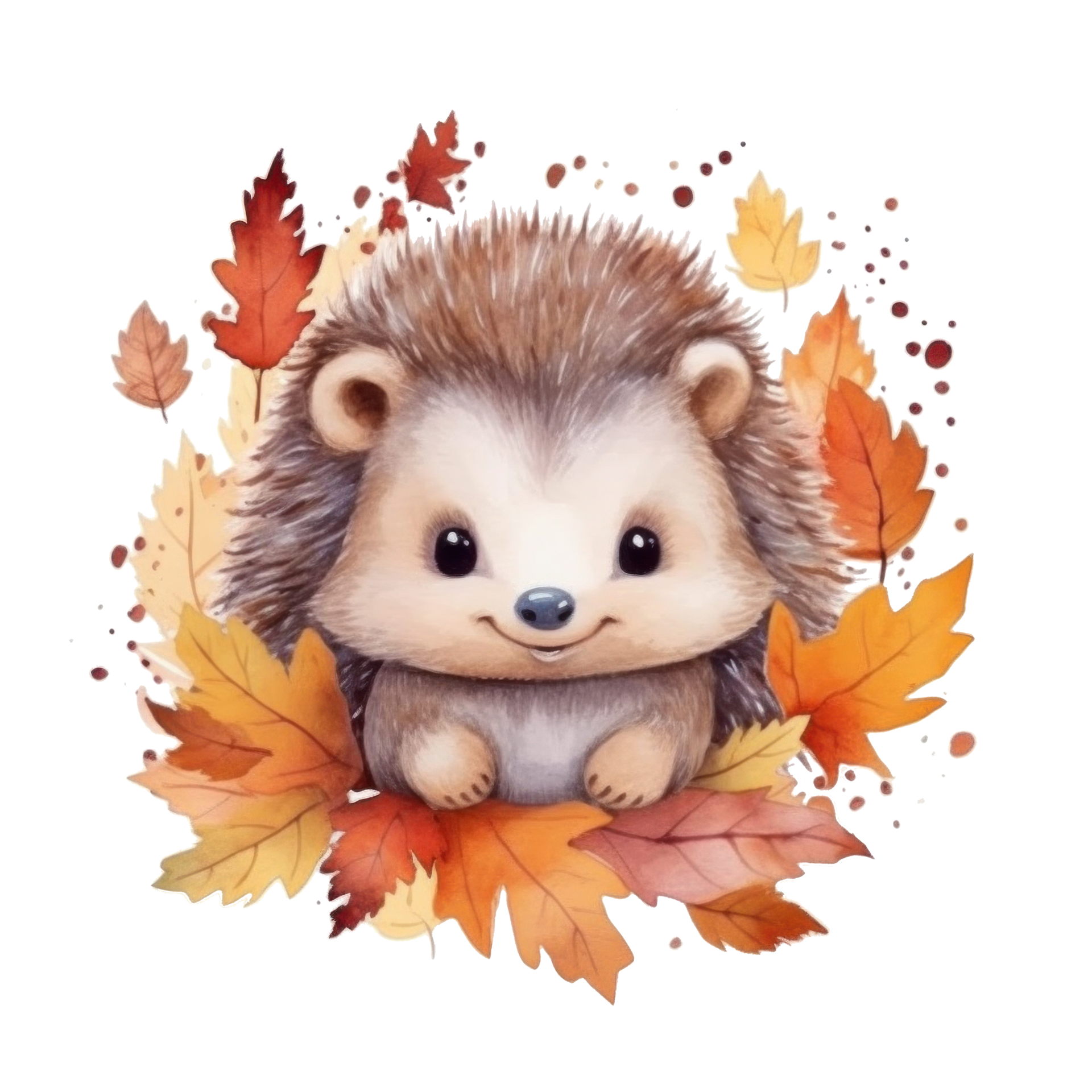 linda acuarela bebé otoño erizo aislado. ilustración ai generativo 25037421  PNG