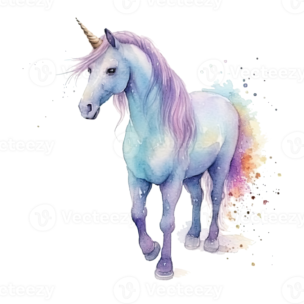 Cute watercolor unicorn. Illustration png