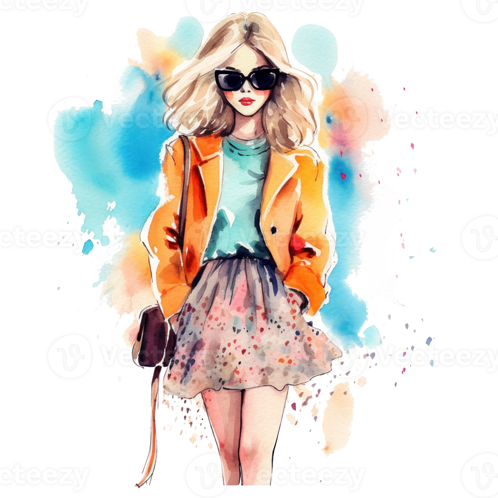 Watercolor Fahion Illustration Isolated. Illustration png