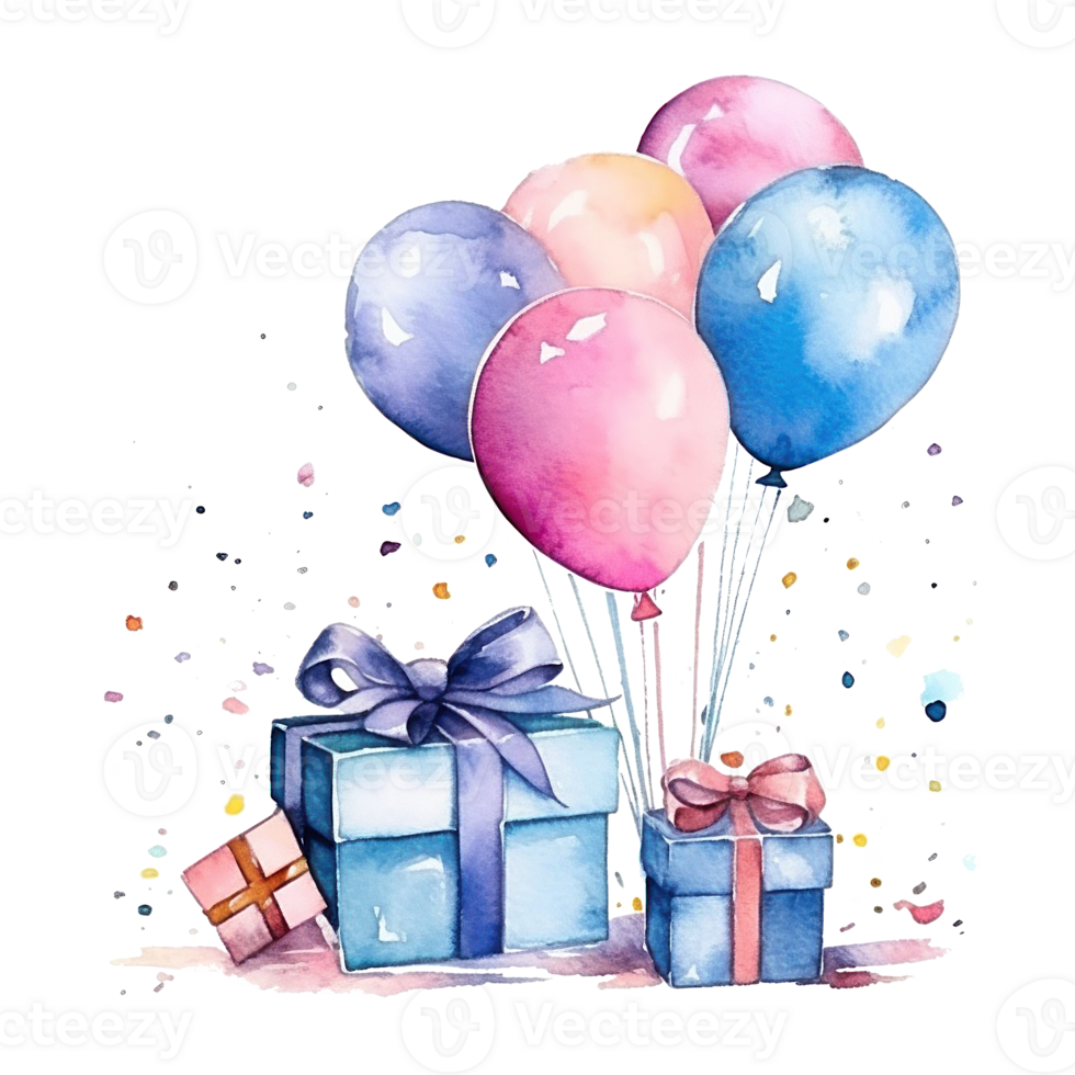 Geburtstag Aquarell Hintergrund. Illustration ai generativ png