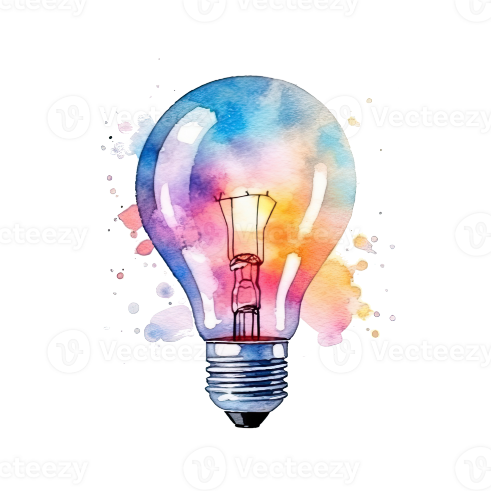 Watercolor Idea Light Bulb. Illustration png