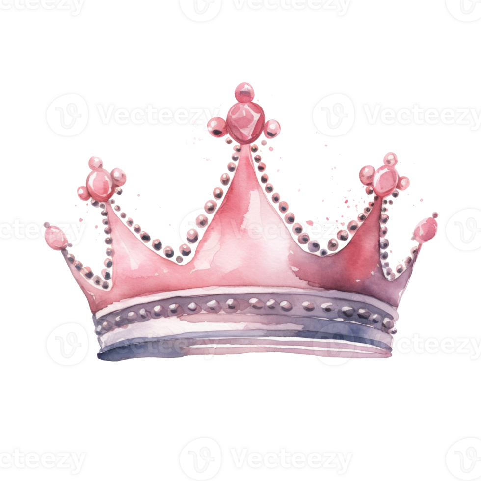 Watercolor pink princess crown isolated. Illustration AI Generative png