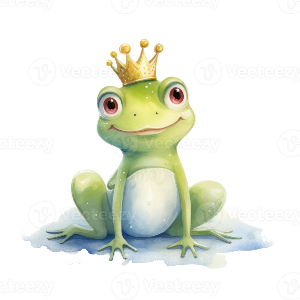 Watercolor princess frog isolated. Illustration Generative AI png