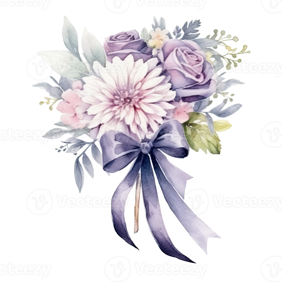 mignonne aquarelle mariage bouquet isolé. illustration ai génératif png