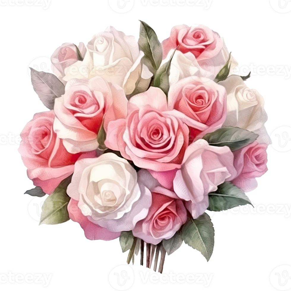 Cute wedding bouquet. Illustration AI Generative png