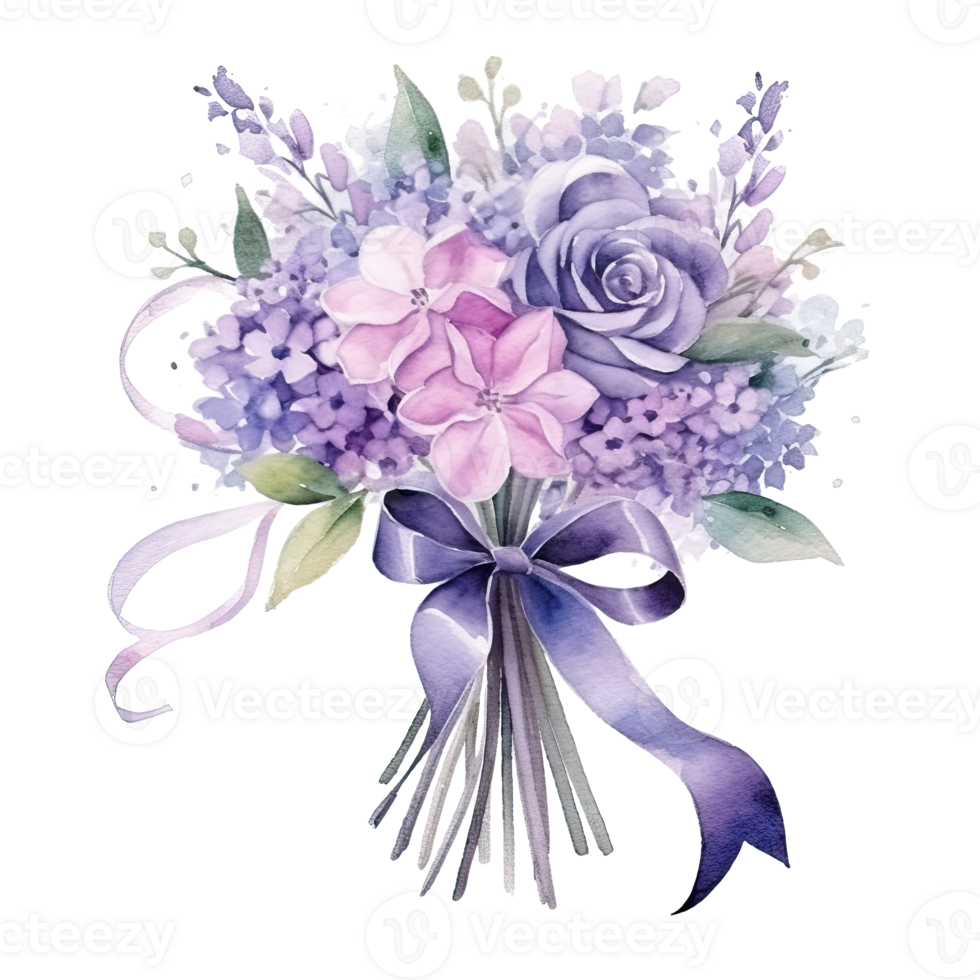 Cute watercolor wedding bouquet isolated. Illustration AI Generative png