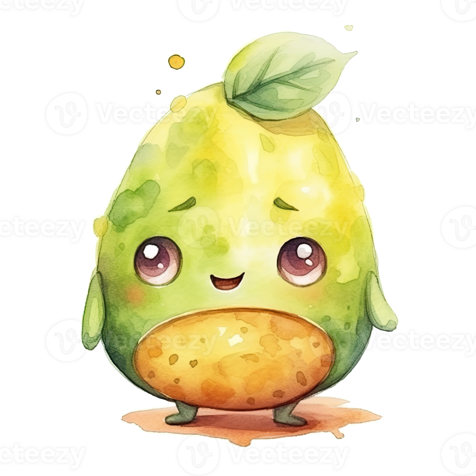 Cute watercolor baby avocado. Illustration png