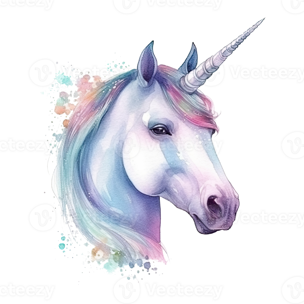 Cute watercolor unicorn. Illustration png