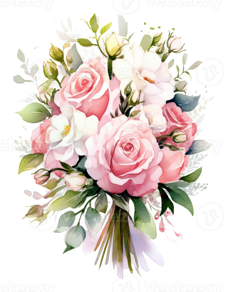 mignonne mariage bouquet. illustration ai génératif png