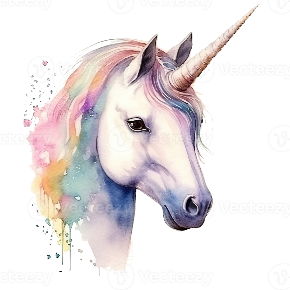 süß Aquarell Einhorn. Illustration ai generativ png