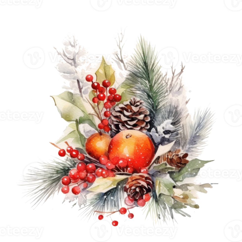 Christmas composition watercolor. Illustration png
