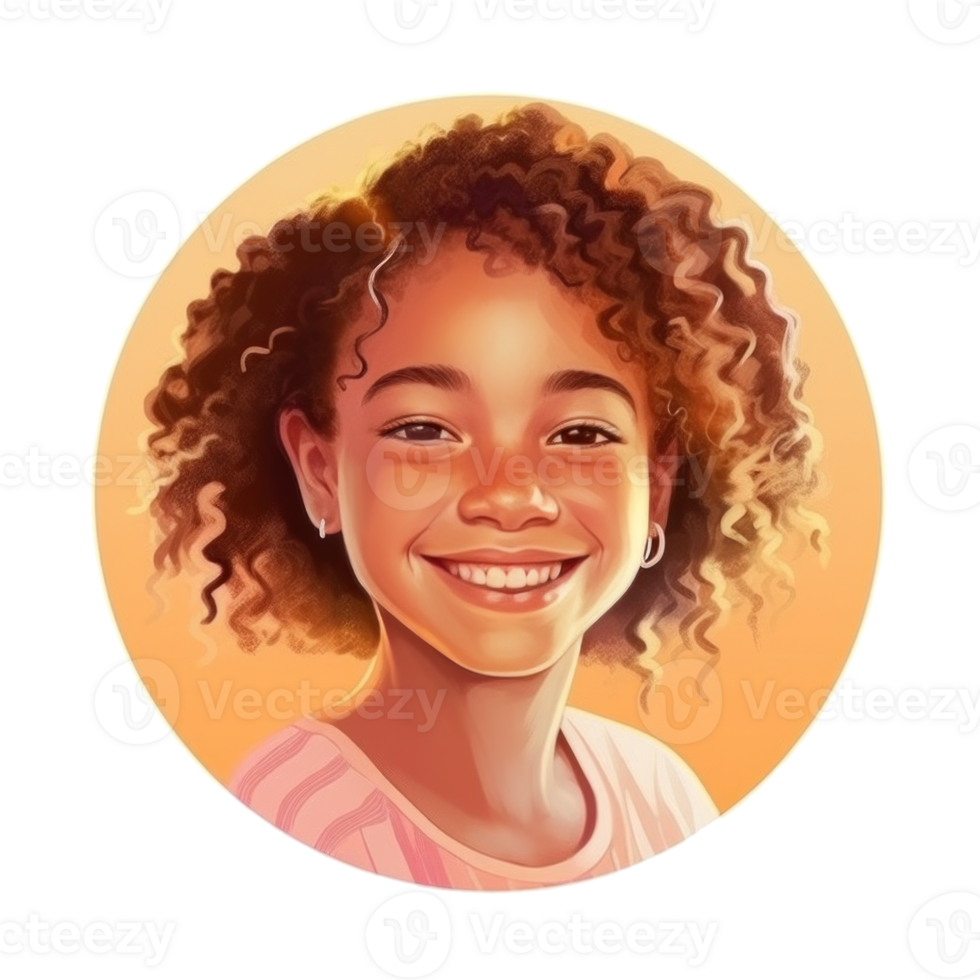 porträtt av leende ung flicka för profil bild. illustration generativ ai png