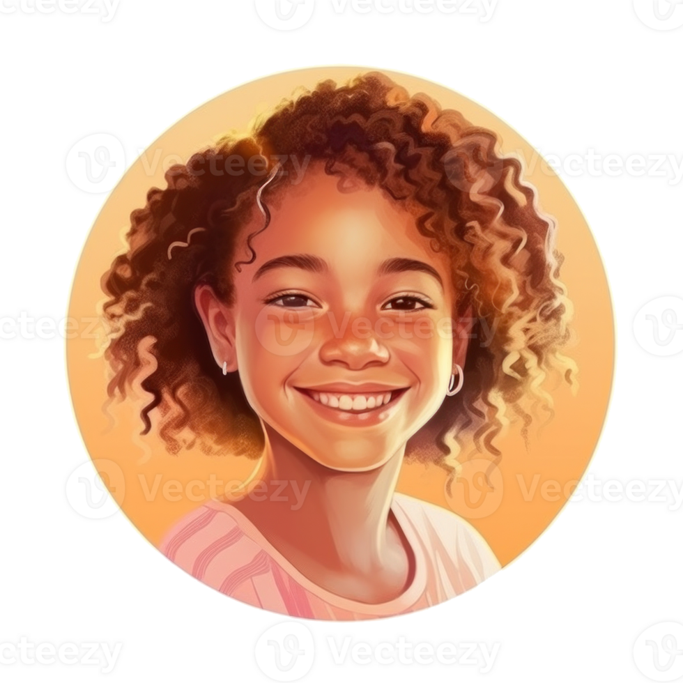 portrait de souriant Jeune fille pour profil photo. illustration génératif ai png