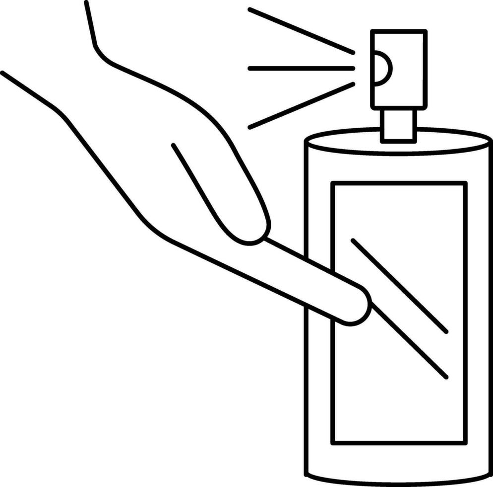 Black Line Art Illustration of Hand Sanitizing Icon. vector