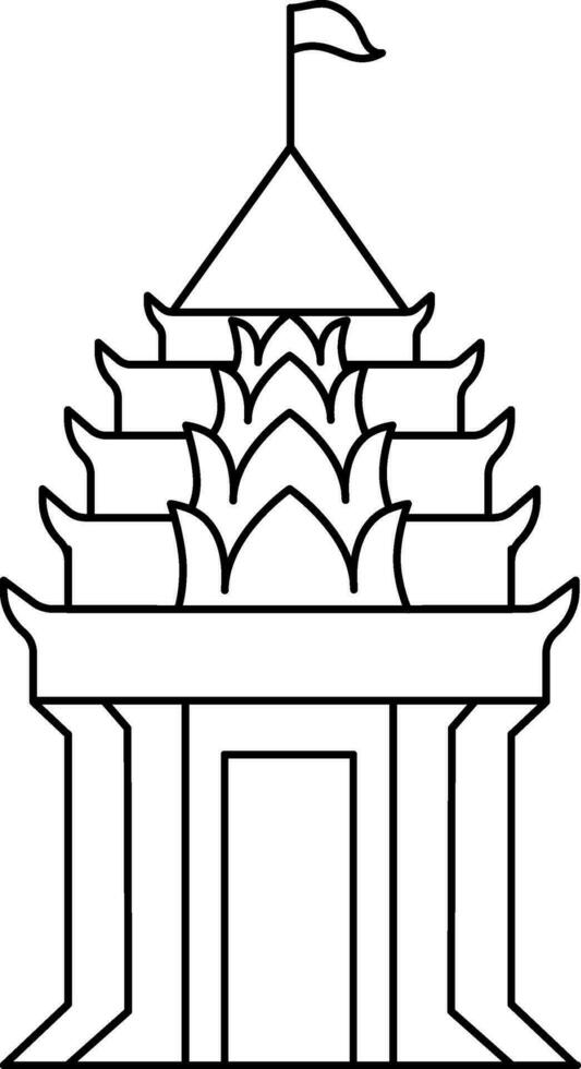 Hinduism Temple Icon in Black Line Art. vector