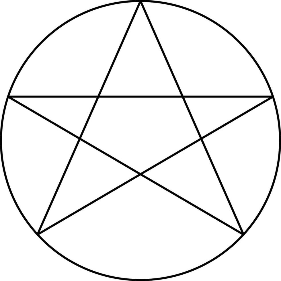 Pentacle Symbol in Black Line Art. vector