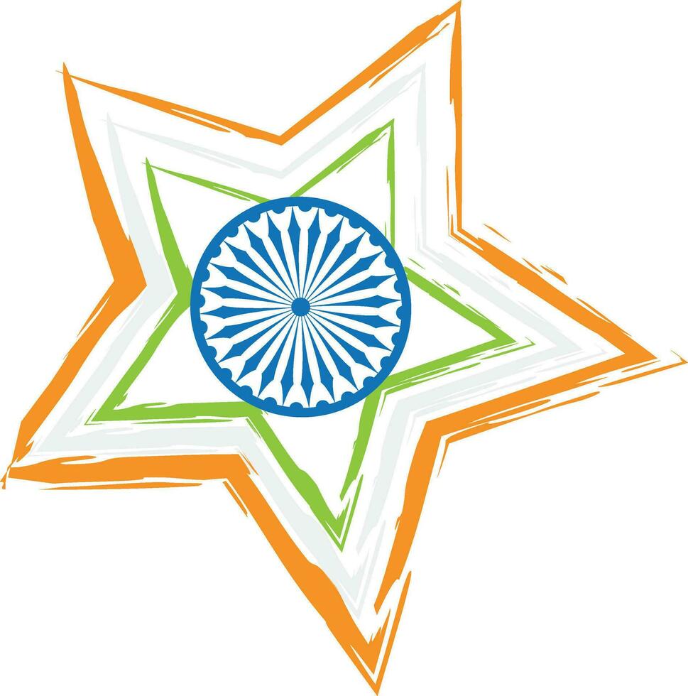Sky star in tricolor with Ashoka Wheel. vector