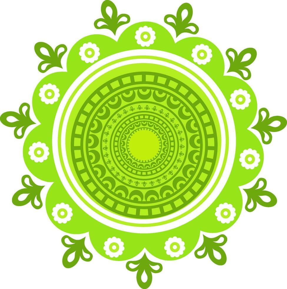 floral mandala diseño en verde color. vector