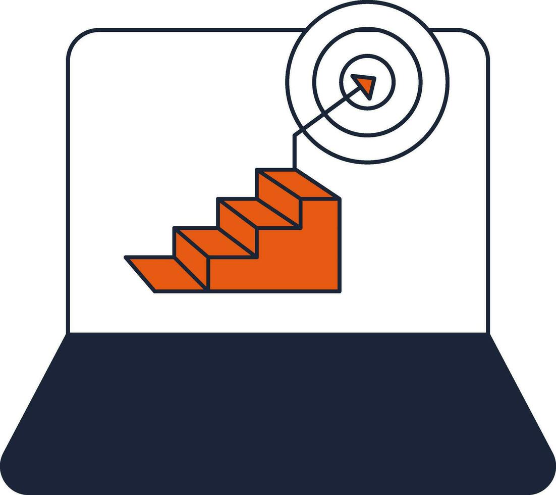 Vector illustration of Target Top Stair in Laptop Screen icon.