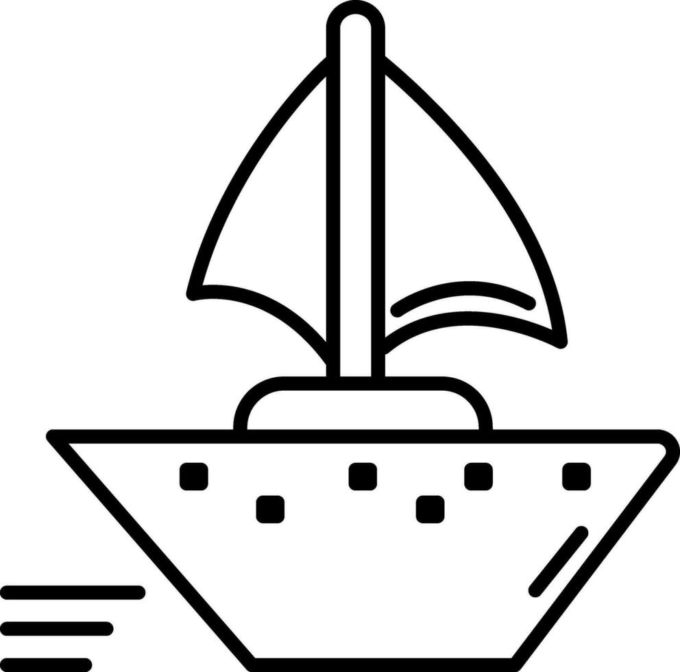 Black Outline Sailboat icon in Flat Style. vector