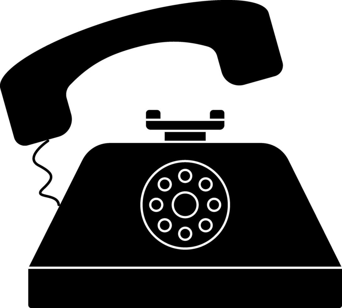 Retro Telephone Icon In black and white Color. vector