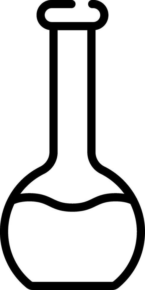 Black Line Art Chemical Flask Icon In Flat Style. vector