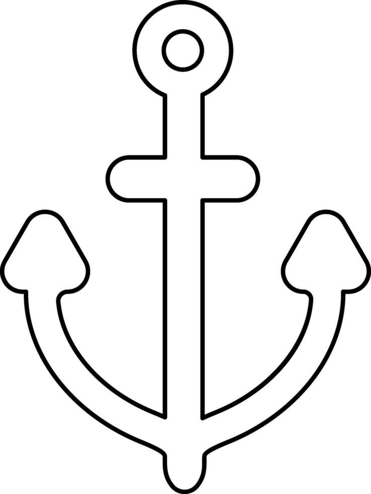 Flat Style Anchor Icon in Black Outline. vector