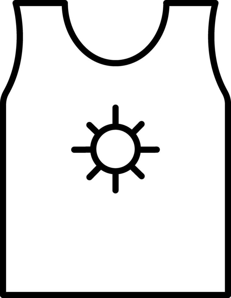 Sun Print Tank Top Icon in Line Art. vector