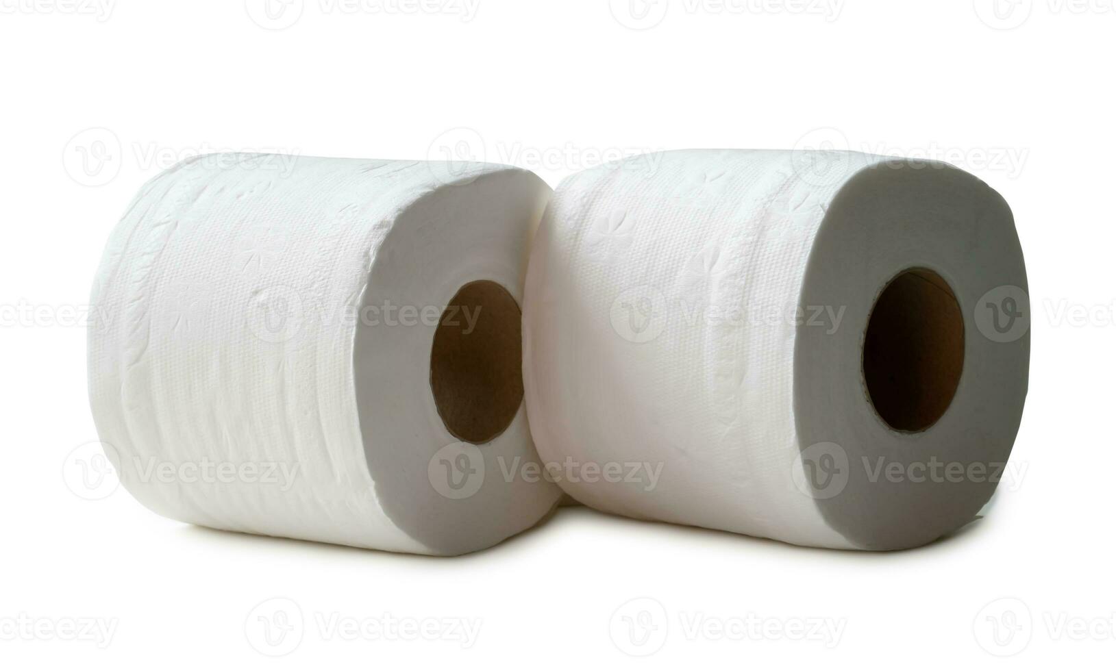 dos rollos de papel tisú blanco o servilleta aislado sobre fondo blanco con trazado de recorte foto