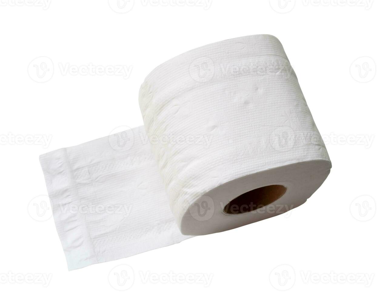 soltero rodar de blanco pañuelo de papel papel o servilleta preparado para utilizar en baño o Area de aseo aislado en blanco antecedentes con recorte camino. foto