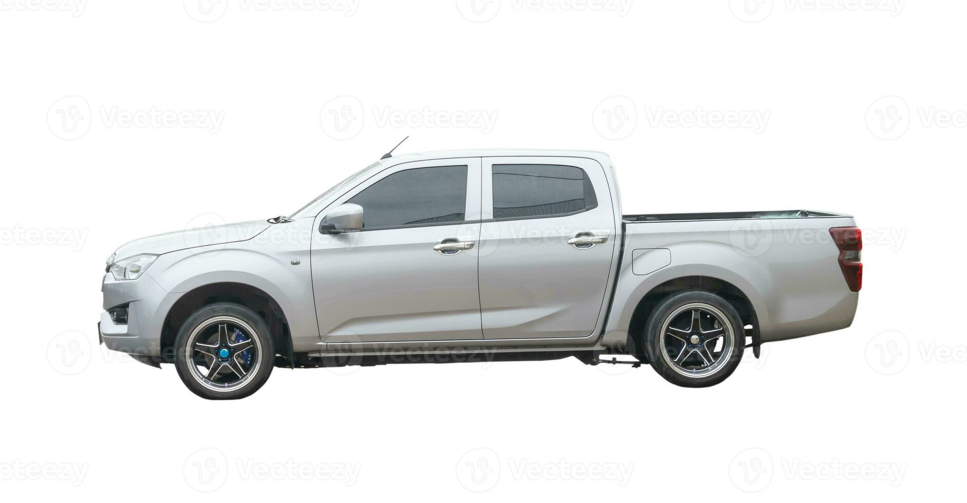 Silver bronze pickup truck with mag wheel isolated on white background with clipping path. photo