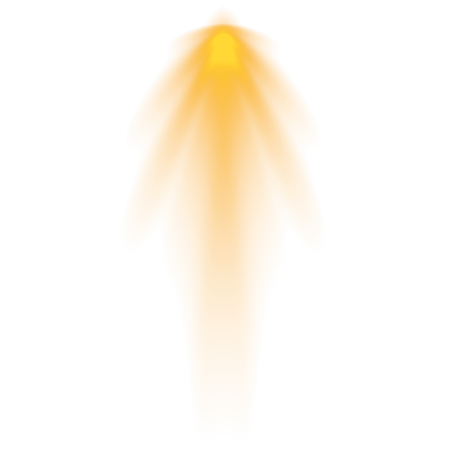 Vertical yellow spot light rays effect isolated on transparent