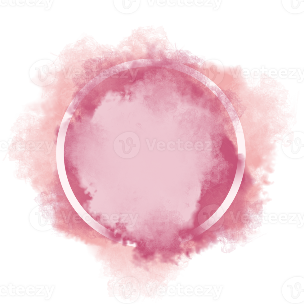 pink watercolor brush with round frame png
