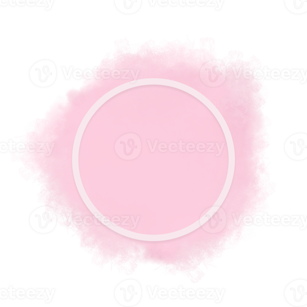 pink watercolor brush with round frame png