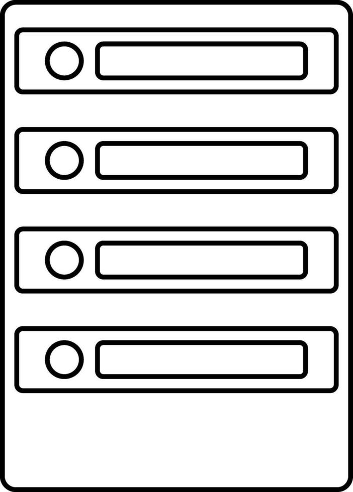 Server in black line art illustration. vector