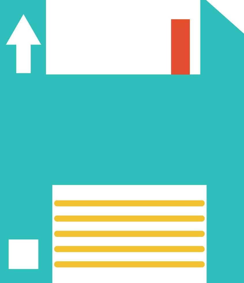 Vector illustration of Floppy disk in sky blue color.