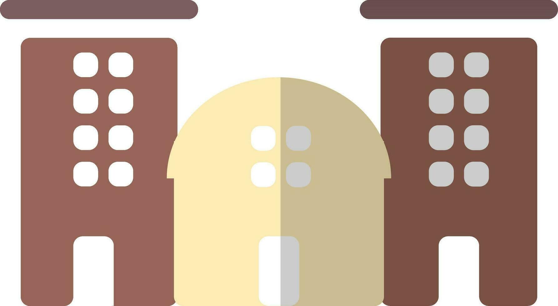 Building in cream and brown color. vector