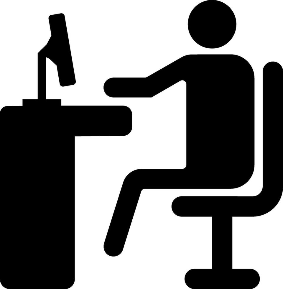 Flat illustration of businessman working on computer. vector